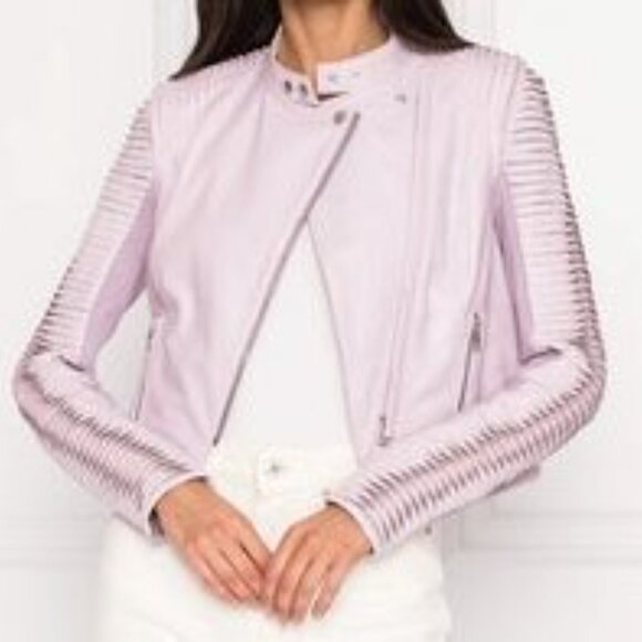 Lamarque NWT Azra Leather Jacket in Lavender - Picture 3 of 6